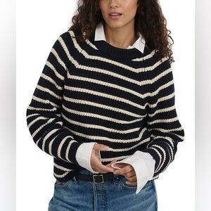 Alex Mill Navy and Cream Striped Knit Sweater